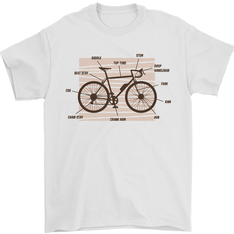 Bicycle Anatomy Funny Cycling Cyclist Funny Mens T-Shirt 100% Cotton White