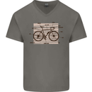 Bicycle Anatomy Funny Cycling Cyclist Funny Mens V-Neck Cotton T-Shirt Charcoal
