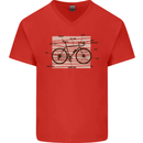 Bicycle Anatomy Funny Cycling Cyclist Funny Mens V-Neck Cotton T-Shirt Red