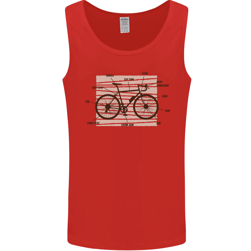 Bicycle Anatomy Funny Cycling Cyclist Funny Mens Vest Tank Top Red