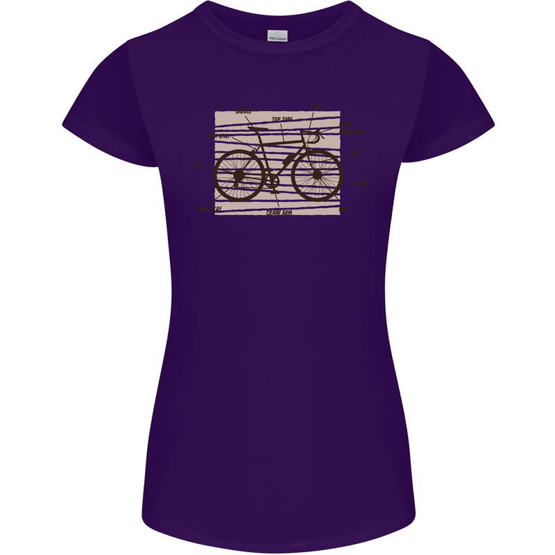 Bicycle Anatomy Funny Cycling Cyclist Funny Womens Petite Cut T-Shirt Purple