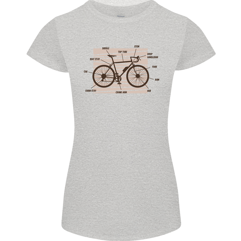 Bicycle Anatomy Funny Cycling Cyclist Funny Womens Petite Cut T-Shirt Sports Grey
