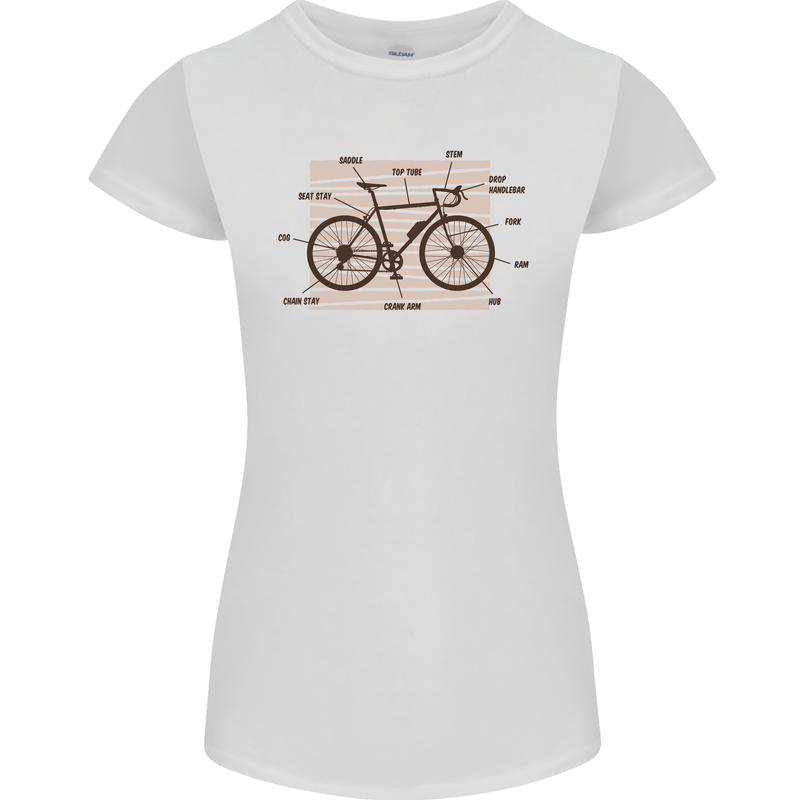 Bicycle Anatomy Funny Cycling Cyclist Funny Womens Petite Cut T-Shirt White