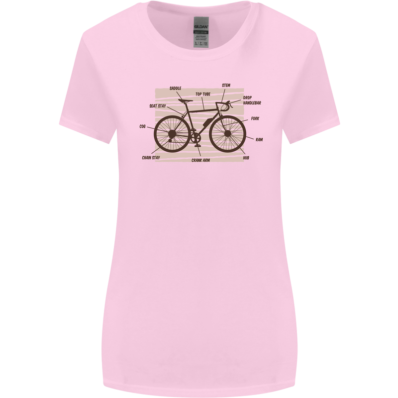 Bicycle Anatomy Funny Cycling Cyclist Funny Womens Wider Cut T-Shirt Light Pink