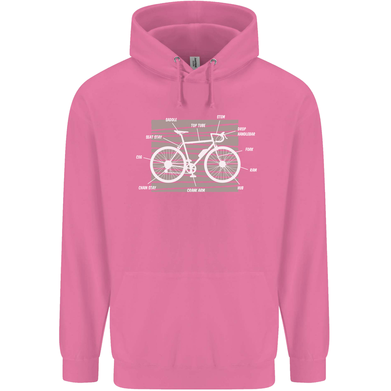 Bicycle Anatomy Funny Cyclist Cycling Funny Childrens Kids Hoodie Azalea