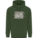 Bicycle Anatomy Funny Cyclist Cycling Funny Childrens Kids Hoodie Forest Green