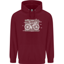 Bicycle Anatomy Funny Cyclist Cycling Funny Childrens Kids Hoodie Maroon