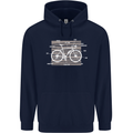 Bicycle Anatomy Funny Cyclist Cycling Funny Childrens Kids Hoodie Navy Blue