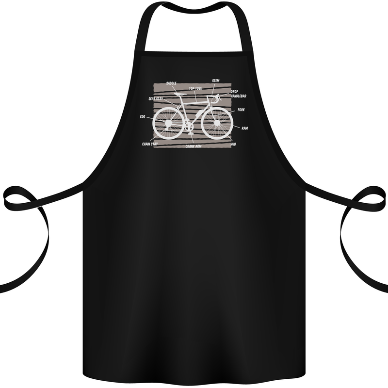 Bicycle Anatomy Funny Cyclist Cycling Funny Cotton Apron 100% Organic Black