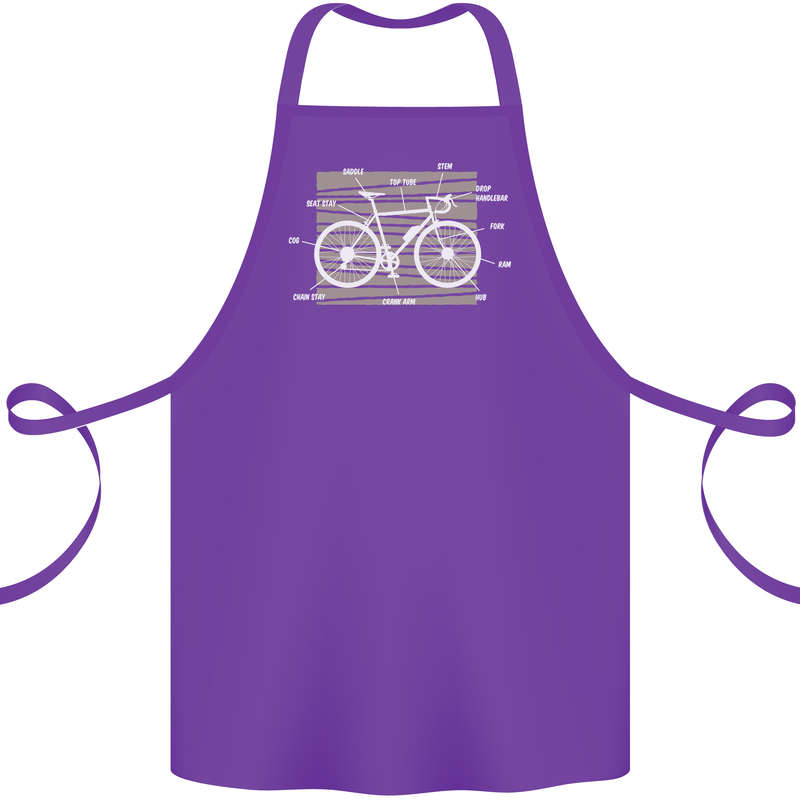 Bicycle Anatomy Funny Cyclist Cycling Funny Cotton Apron 100% Organic Purple