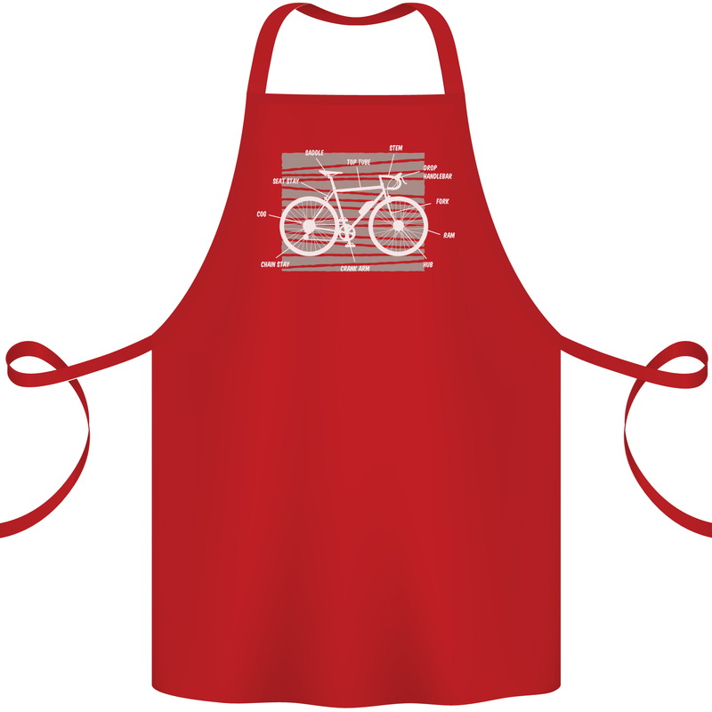Bicycle Anatomy Funny Cyclist Cycling Funny Cotton Apron 100% Organic Red