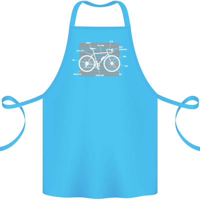 Bicycle Anatomy Funny Cyclist Cycling Funny Cotton Apron 100% Organic Turquoise