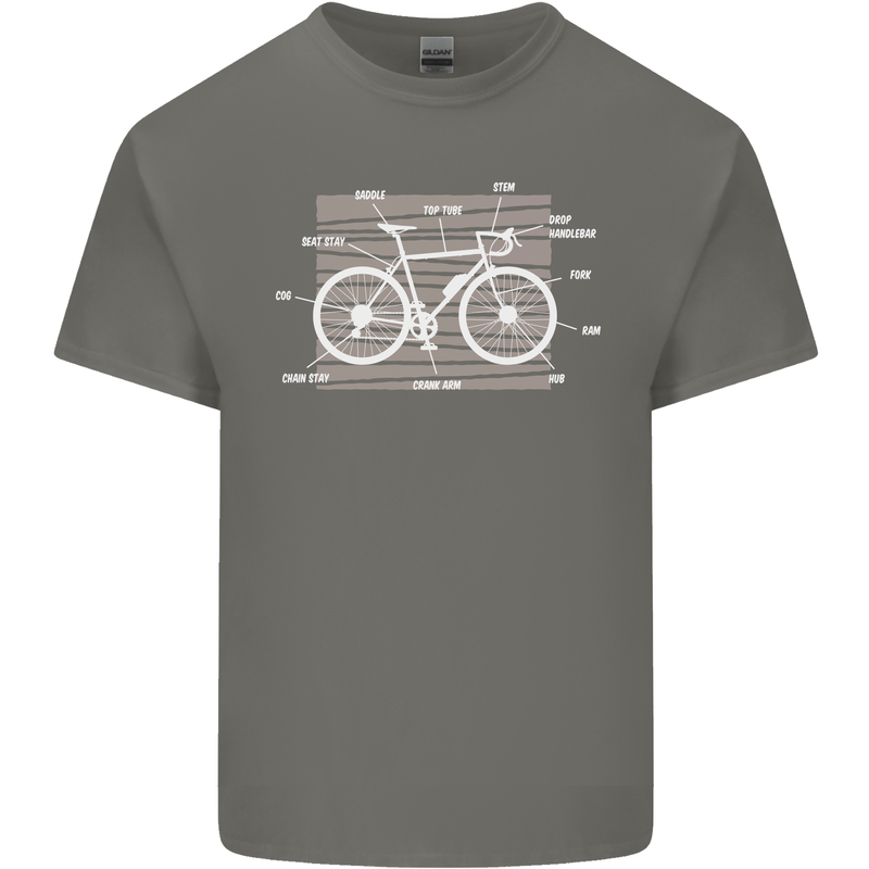 Bicycle Anatomy Funny Cyclist Cycling Funny Kids T-Shirt Childrens Charcoal
