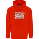 Bicycle Anatomy Funny Cyclist Cycling Funny Mens 80% Cotton Hoodie Bright Red