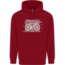 Bicycle Anatomy Funny Cyclist Cycling Funny Mens 80% Cotton Hoodie Red
