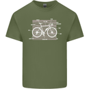 Bicycle Anatomy Funny Cyclist Cycling Funny Mens Cotton T-Shirt Tee Top Military Green
