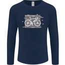 Bicycle Anatomy Funny Cyclist Cycling Funny Mens Long Sleeve T-Shirt Navy Blue