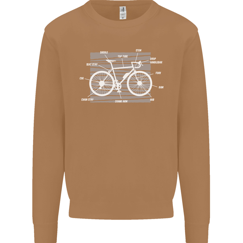 Bicycle Anatomy Funny Cyclist Cycling Funny Mens Sweatshirt Jumper Caramel Latte