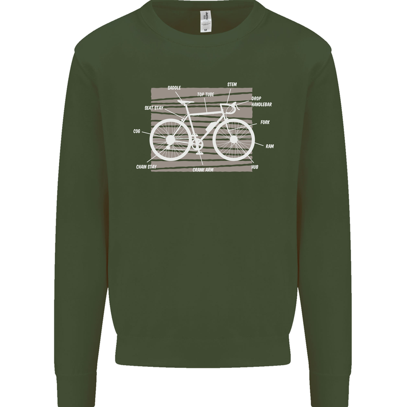 Bicycle Anatomy Funny Cyclist Cycling Funny Mens Sweatshirt Jumper Forest Green