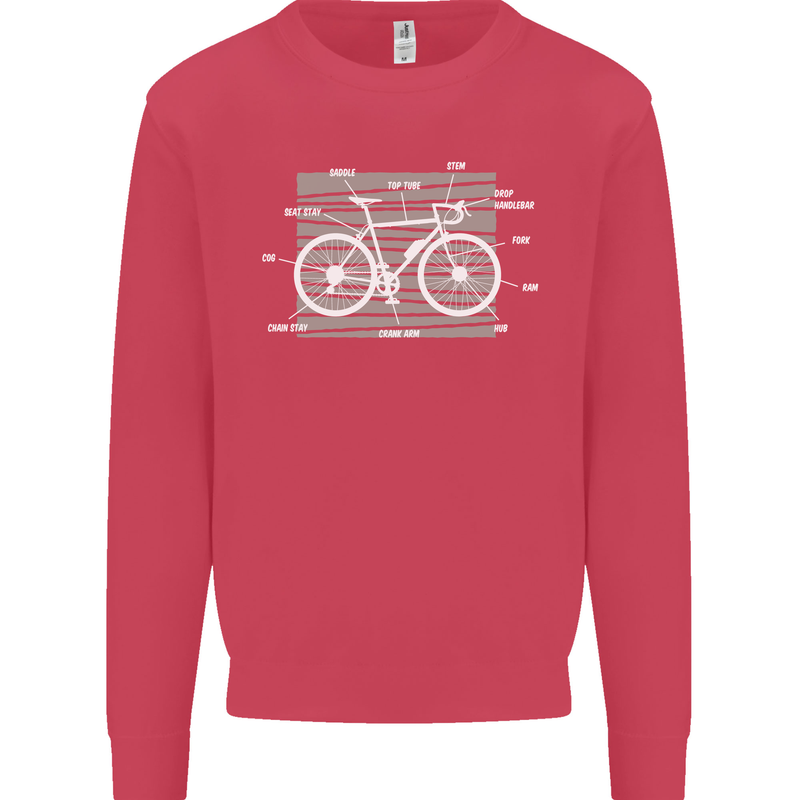 Bicycle Anatomy Funny Cyclist Cycling Funny Mens Sweatshirt Jumper Heliconia