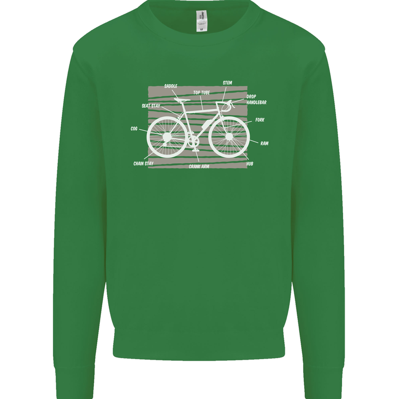 Bicycle Anatomy Funny Cyclist Cycling Funny Mens Sweatshirt Jumper Irish Green