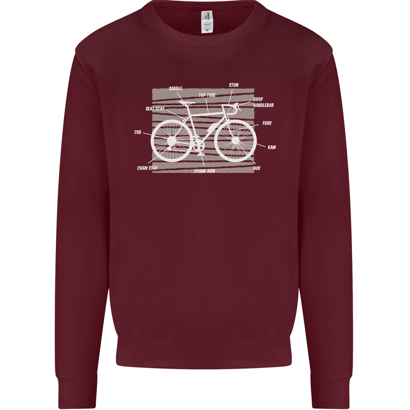 Bicycle Anatomy Funny Cyclist Cycling Funny Mens Sweatshirt Jumper Maroon