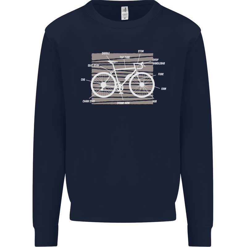 Bicycle Anatomy Funny Cyclist Cycling Funny Mens Sweatshirt Jumper Navy Blue