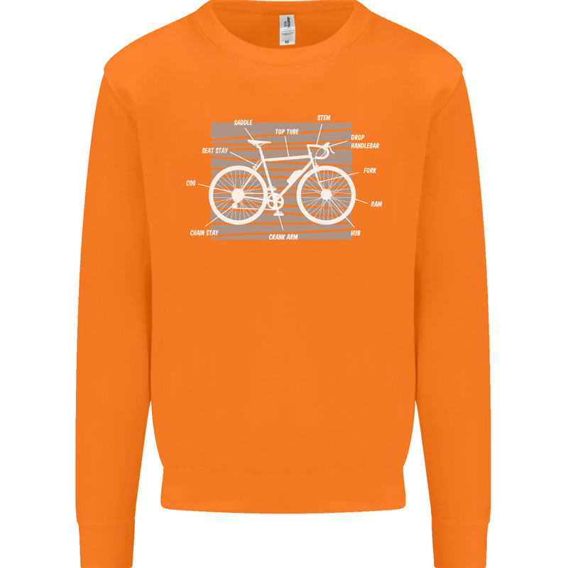 Bicycle Anatomy Funny Cyclist Cycling Funny Mens Sweatshirt Jumper Orange