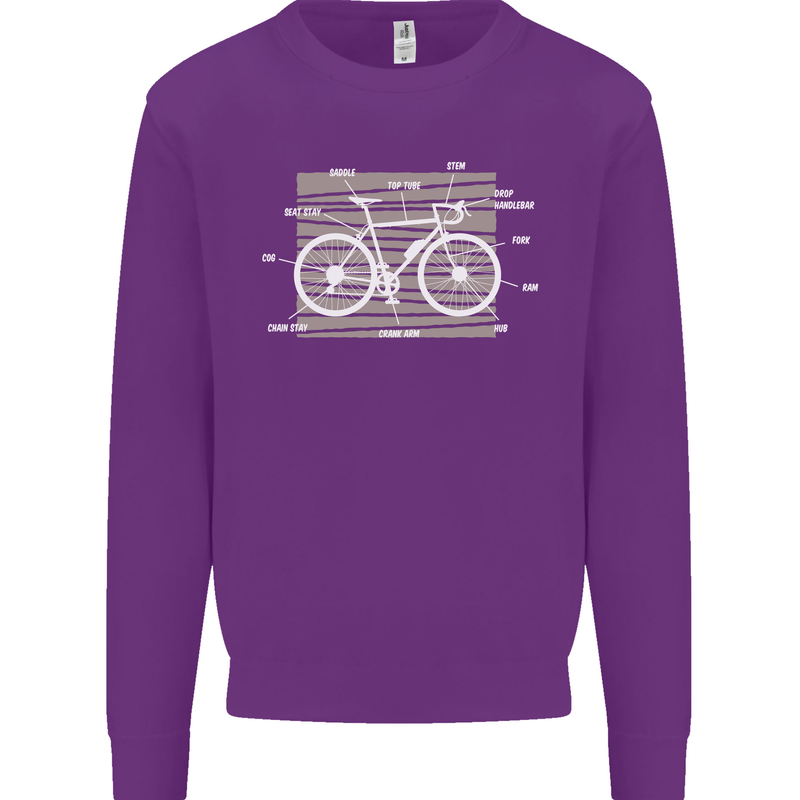 Bicycle Anatomy Funny Cyclist Cycling Funny Mens Sweatshirt Jumper Purple