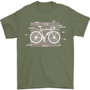 Bicycle Anatomy Funny Cyclist Cycling Funny Mens T-Shirt 100% Cotton Military Green