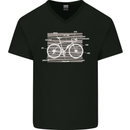 Bicycle Anatomy Funny Cyclist Cycling Funny Mens V-Neck Cotton T-Shirt Black
