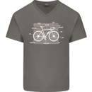 Bicycle Anatomy Funny Cyclist Cycling Funny Mens V-Neck Cotton T-Shirt Charcoal