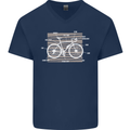 Bicycle Anatomy Funny Cyclist Cycling Funny Mens V-Neck Cotton T-Shirt Navy Blue
