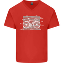 Bicycle Anatomy Funny Cyclist Cycling Funny Mens V-Neck Cotton T-Shirt Red