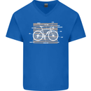 Bicycle Anatomy Funny Cyclist Cycling Funny Mens V-Neck Cotton T-Shirt Royal Blue