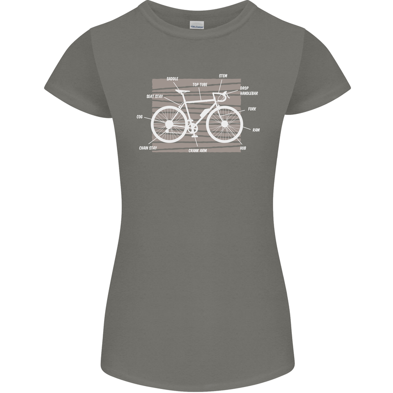 Bicycle Anatomy Funny Cyclist Cycling Funny Womens Petite Cut T-Shirt Charcoal