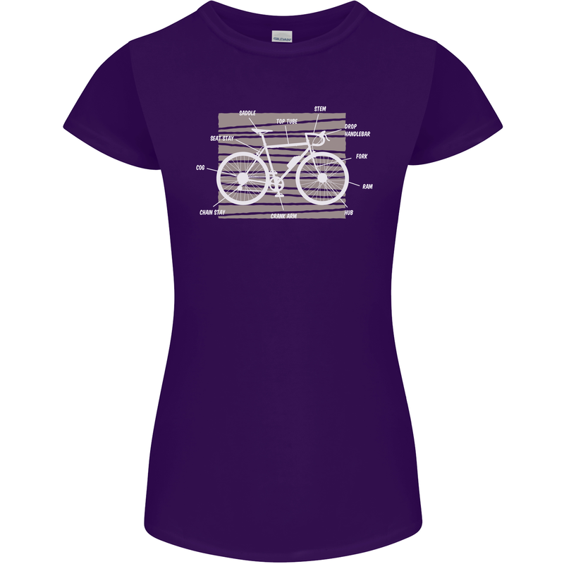 Bicycle Anatomy Funny Cyclist Cycling Funny Womens Petite Cut T-Shirt Purple