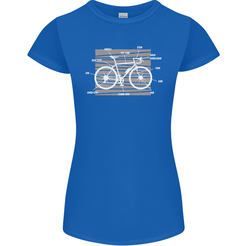 Bicycle Anatomy Funny Cyclist Cycling Funny Womens Petite Cut T-Shirt Royal Blue