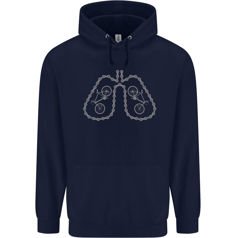 Bicycle Lungs Cyclist Funny Cycling Bike Childrens Kids Hoodie Navy Blue