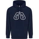 Bicycle Lungs Cyclist Funny Cycling Bike Childrens Kids Hoodie Navy Blue