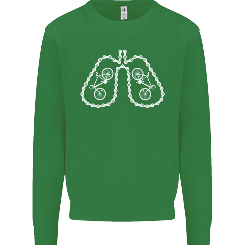 Bicycle Lungs Cyclist Funny Cycling Bike Kids Sweatshirt Jumper Irish Green