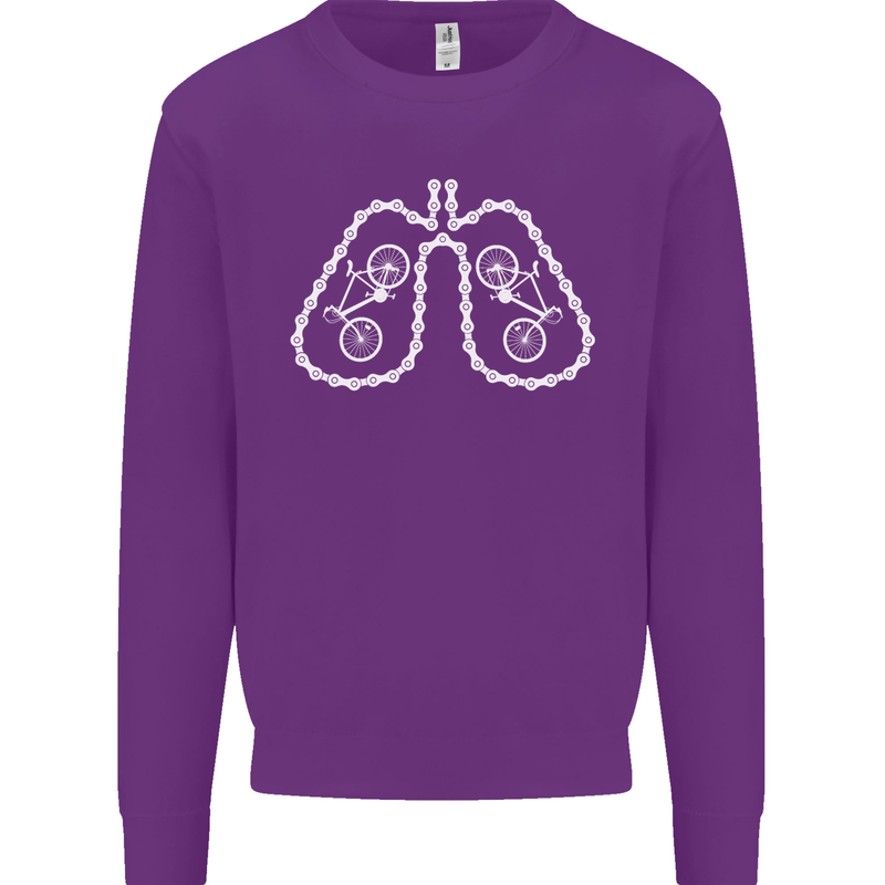 Bicycle Lungs Cyclist Funny Cycling Bike Kids Sweatshirt Jumper Purple