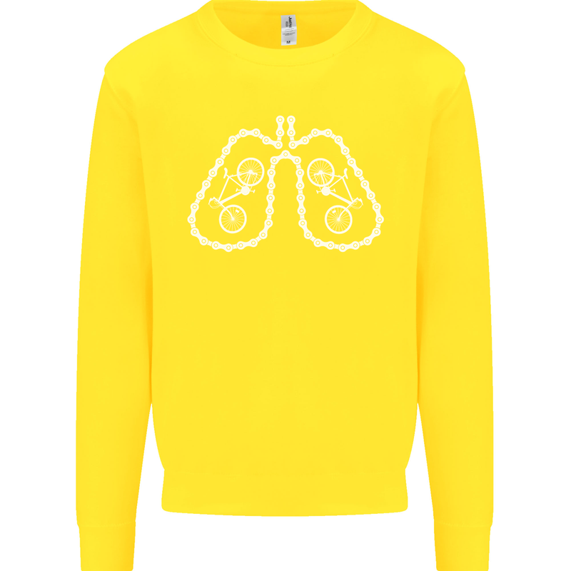 Bicycle Lungs Cyclist Funny Cycling Bike Kids Sweatshirt Jumper Yellow