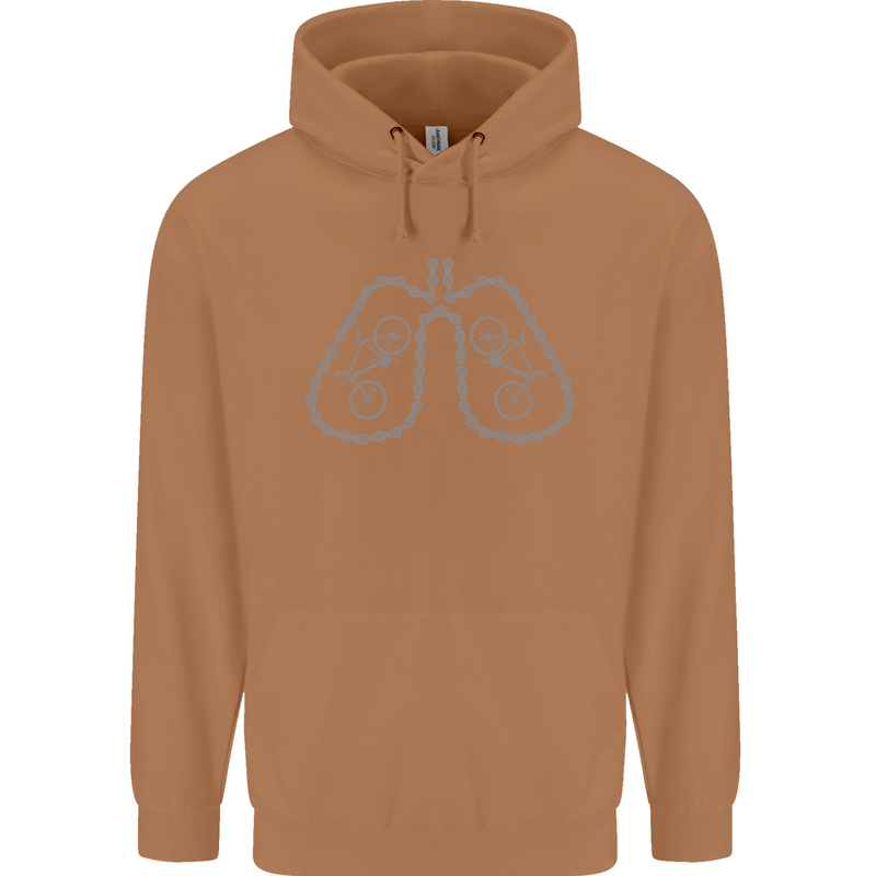 Bicycle Lungs Cyclist Funny Cycling Bike Mens 80% Cotton Hoodie Caramel Latte