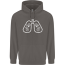 Bicycle Lungs Cyclist Funny Cycling Bike Mens 80% Cotton Hoodie Charcoal