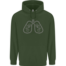 Bicycle Lungs Cyclist Funny Cycling Bike Mens 80% Cotton Hoodie Forest Green