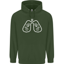 Bicycle Lungs Cyclist Funny Cycling Bike Mens 80% Cotton Hoodie Forest Green