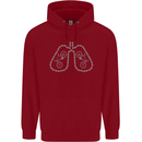 Bicycle Lungs Cyclist Funny Cycling Bike Mens 80% Cotton Hoodie Red