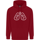 Bicycle Lungs Cyclist Funny Cycling Bike Mens 80% Cotton Hoodie Red