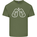 Bicycle Lungs Cyclist Funny Cycling Bike Mens Cotton T-Shirt Tee Top Military Green